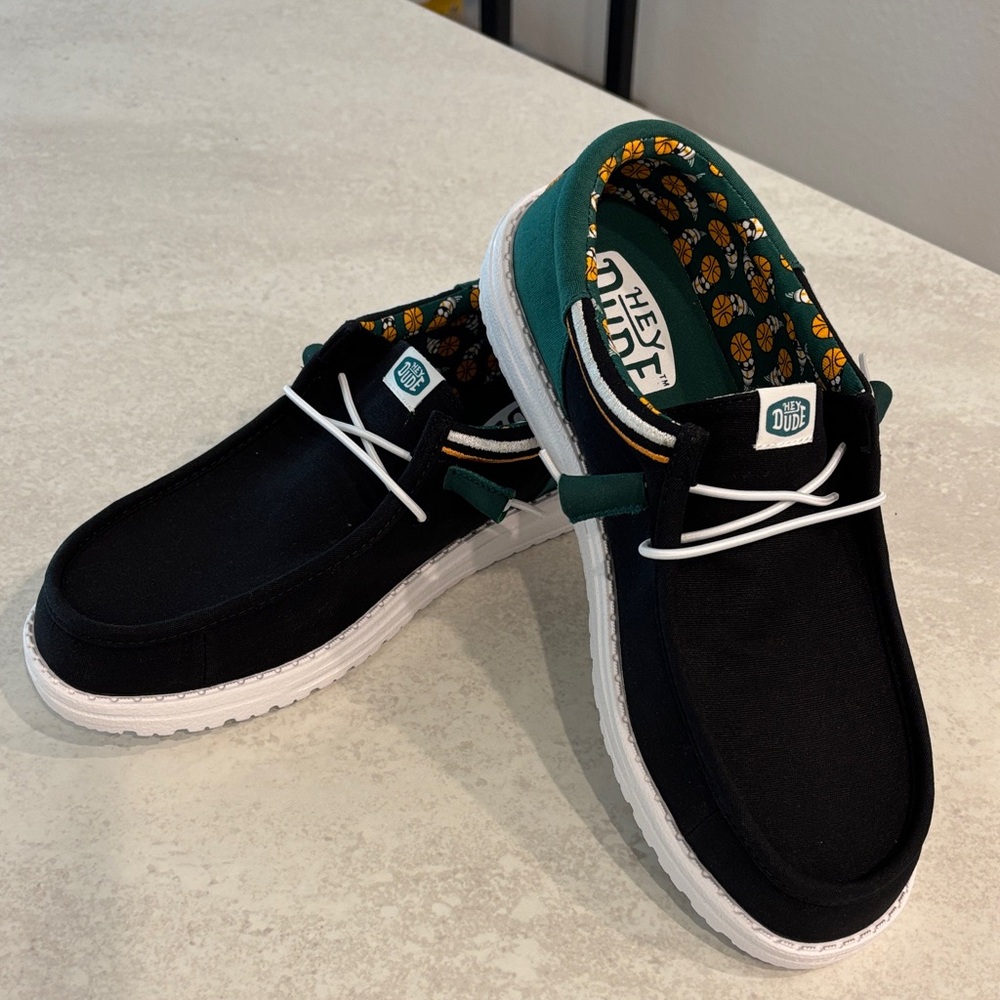 Hey Dude Black and Green Men's Loafers